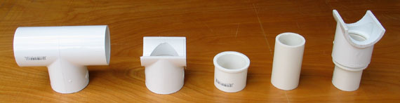 Image of the pieces that make up the PVC support